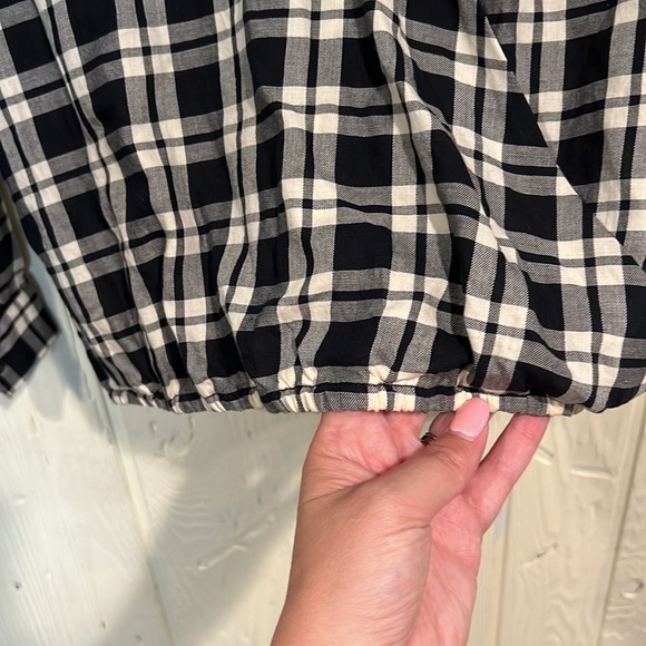 MADEWELL Arion Black and White Plaid Wrap Front Shirt, Size XS - Picture 6 of 10